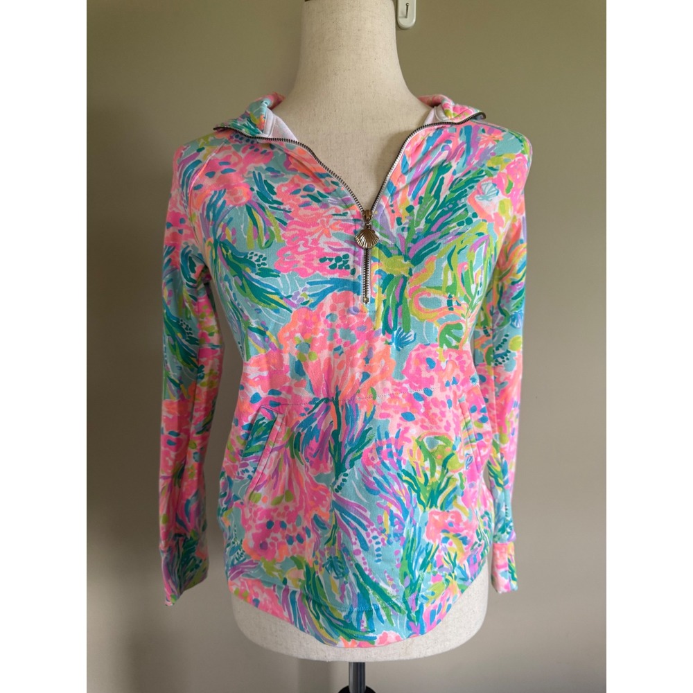 Lilly Pulitzer XXS UPF 50+ Active Half‎ Zip Shell Top Multi Color